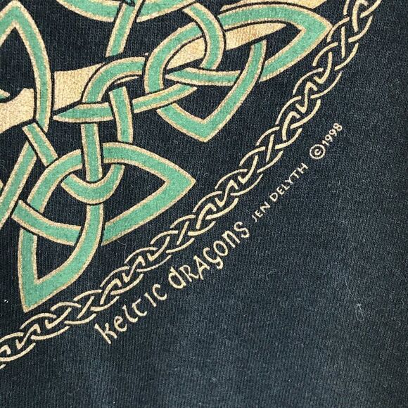 Vintage Keltic Designs By Jen Delyth Graphic T-Shirt Men's Large Dragons 1990s - Picture 3 of 9